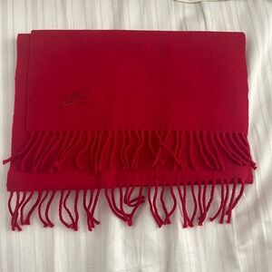 Vintage Burberry / Burberrys of London solid red lambswool scarf with logo